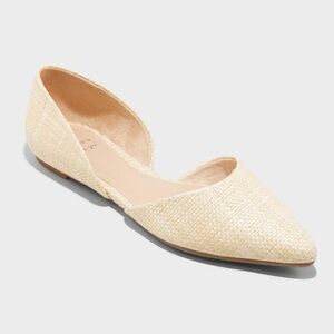 a new day Cream Pointed-Toe Flats with Woven Texture